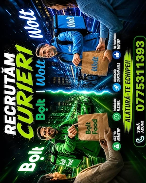 Recrutam curieri pentru bolt food   Wolt