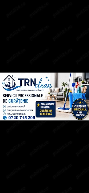 Oferim servicii de curățenie generală profesională 