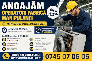 Angajăm operatori fabrică manipulanți