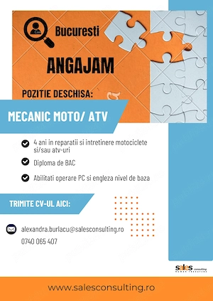 Anunt angajare - mecanic moto  ATV
