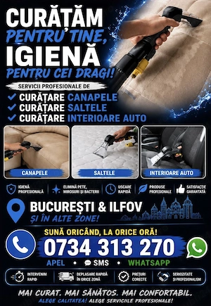 Curatare canapele covoare saltele si interior auto Bucuresti-Ilfov