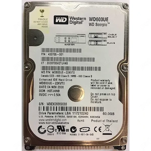 Hard Laptop ATA PATA IDE Western Digital Scorpio 60GB 5.400 rotatii 100% 8Mb Cache