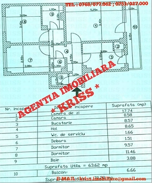 Apartament 3 Camere BIBESCU - VODĂ Confort 1 Decomandat Etaj 3 Mobilat Și Utilat 71 Mp. - imagine 11