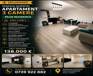 Palm Residence Soseaua Oltenitei Apartament 3 camere 2 bai mobilat