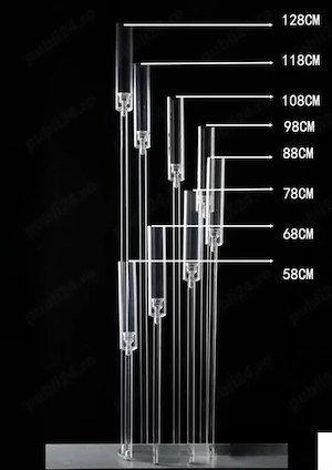 Set 4 Buc Suport Pentru 8 Capete Lumanari   Înălțime Până La 128 cm, Transparent, Pentru Lumânări LE