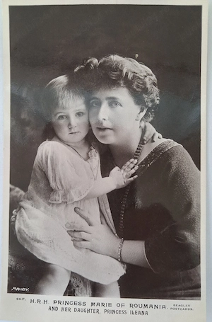 Carte poștală Prințesa Maria cu fiica ei Prințesa Ileana 