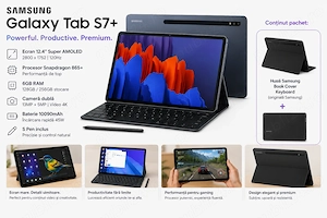 Vand tableta Samsung Galaxy Tab S7 Plus, 12.4", 5G, Mystic Black