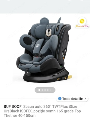 Scoica scaun auto de la nastere pana la 12 Ani