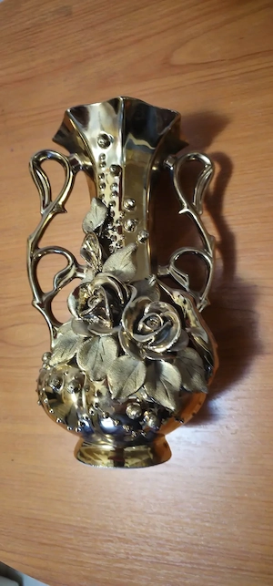 Vaza portelan aurit, produs unicat handmade