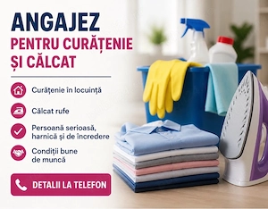 Caut  menajera pentru curățenie și călcat