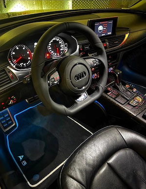 Volan Audi Teșit S-Line Audi A1 A3 A4 A5 A6 A7 A8 R8 Q3 Q5 Q7 TT Piele Nappa + Perforată cu Airbag  - imagine 6