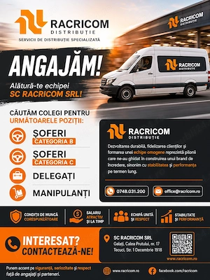 Angajam șoferi Categ. B si C , manipulați si delegati