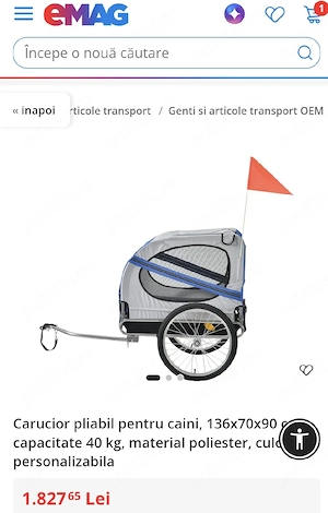Cărucior pliabil pentru bicicleta 136x70x90 cm