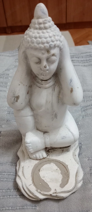Statueta Buddha "nu aud raul" din ghips ceramica 18 cm.