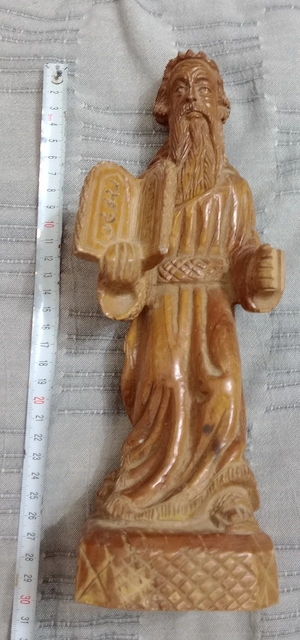 Statueta Moise cu Tablele Legii din lemn de maslin 25 cm.