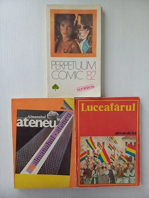 Almanah Luceafarul 1984,  Almanah Ateneu 1987, Perpetuum comic 1982 editat de revista  Urzica 