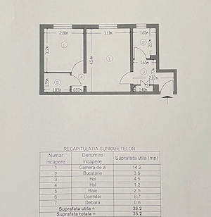 Apartament 2 camere semidecomandat