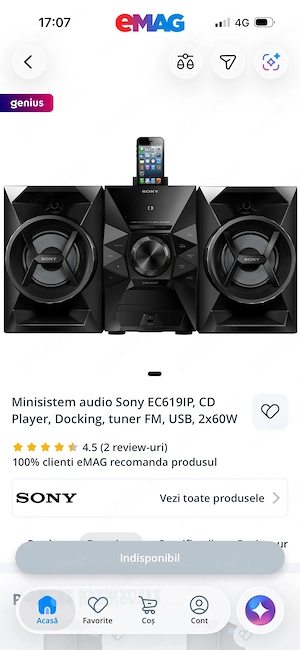 Minisistem audio Sony EC619IP