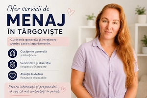 Doamnă serioasă ofer servicii de menaj în târgoviște