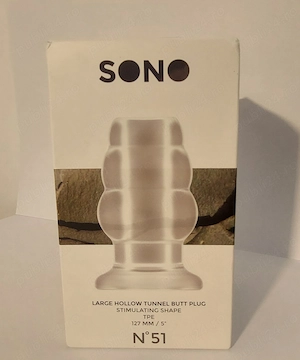 Dop anal alb transparent SONO - 3 inele - gol in interior ! 