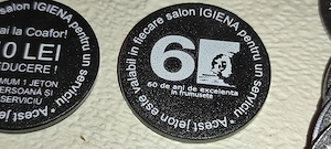 50 jetoane fise din plastic diametrul 33.45 mm grosime 2.5 mm greutate 2.20 grame
