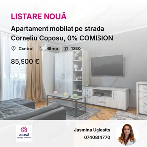 Apartament mobilat pe strada Corneliu Coposu, 0% COMISION