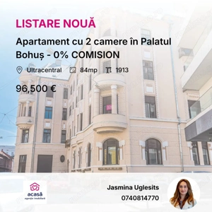 Apartament cu 2 camere în Palatul Bohuș - 0% COMISION