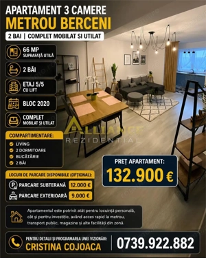 Apartament 3 camere 2 bai Metrou Berceni gata de mutare