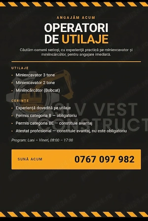 - Angajam operatori de utilaje - 