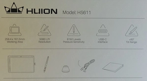 Tableta Grafica HUION HS611 pt cunoscatori, pasionați de desen și grafica (începători și avansați) 