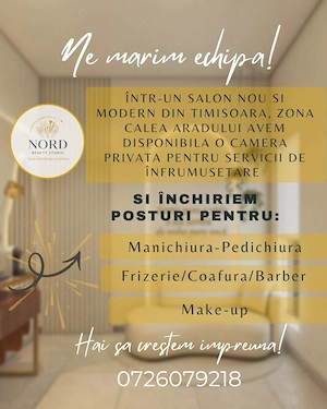 Închiriez camera si posturii într-un salon nou de înfrumusețare