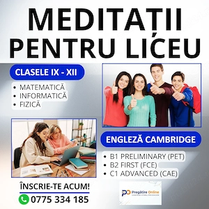Meditatii pentru liceu si Bacalaureat la matematica, informatica si fizica
