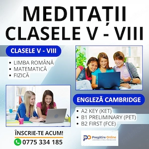 Meditatii pentru clasele V - VIII si Evaluarea Nationala la Limba Romana, Matematica si Fizica