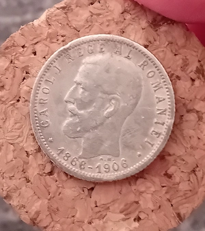 Monedă rară 1 LEU, 1870   Carol I, două portrete istorice   argint, piesă de colecție