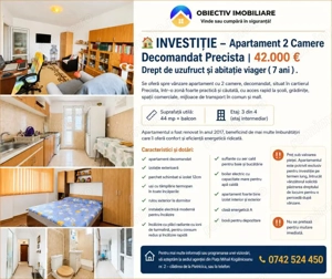 Investiție Apartament 2 Camere Precista – 42.000 €