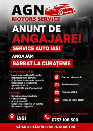 Angajam bărbat curățenie service auto 