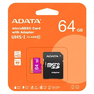 Card microSDHC 64GB cu adaptor UHS-I class 10 Adata