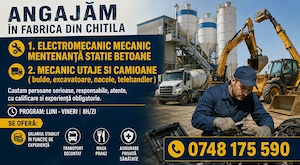 ELECTROMECANIC mentenanta statie betoane si MECANIC utilaje 