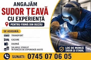 Angajăm sudor țeavă cu experiență