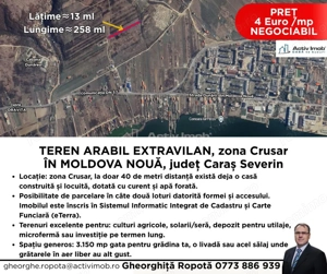 Teren  extravilan Moldova Noua zona Crusar, panoramic Dunare