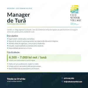 Manager de Tură - Asistent Medical Șef - Cluj Senior Village, Apahida 