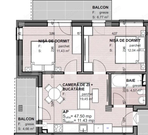 Apartament modern, semifinisat, cu 3 camere, in Apahida  - imagine 2