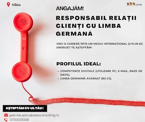 Angajam Responsabil Relatii Clienti cu limba germana