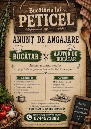 Bucataria lui peticel angajeaza!!!