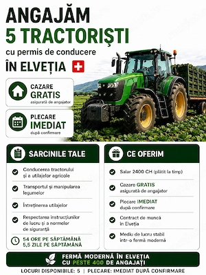 Angajam 5 tractoristi in Elvetia