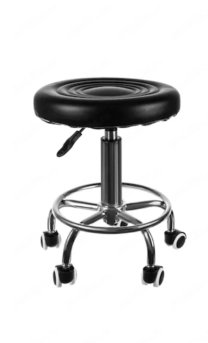 Scaun-taburet pentru salon, Beautylushh, Piele Cauciuc, Negru