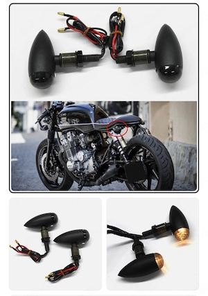 Set 4 Semnalizări Moto LED Bullet / Ogivă Negru – Noi în cutie (2 seturi disponibile)  - imagine 5