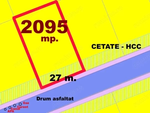 Teren Intravilan PUZ 2095 mp cu L=30 m P+1+M CETATE HCC Asfalt Bransat Utilitati
