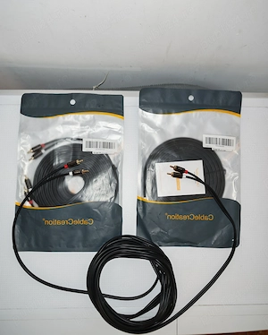Vând 2 seturi de cabluri audio RCA-RCA de 5m,
