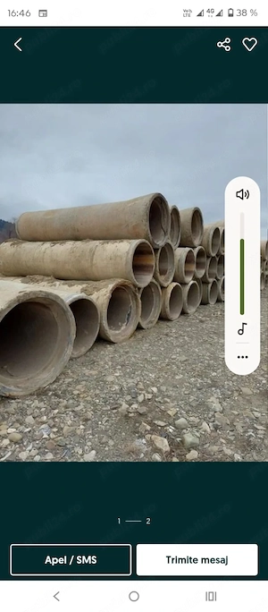 Vand tuburi mari din beton diamteru 1, 4 metri lungime 2,5 metri pretul este per bucata